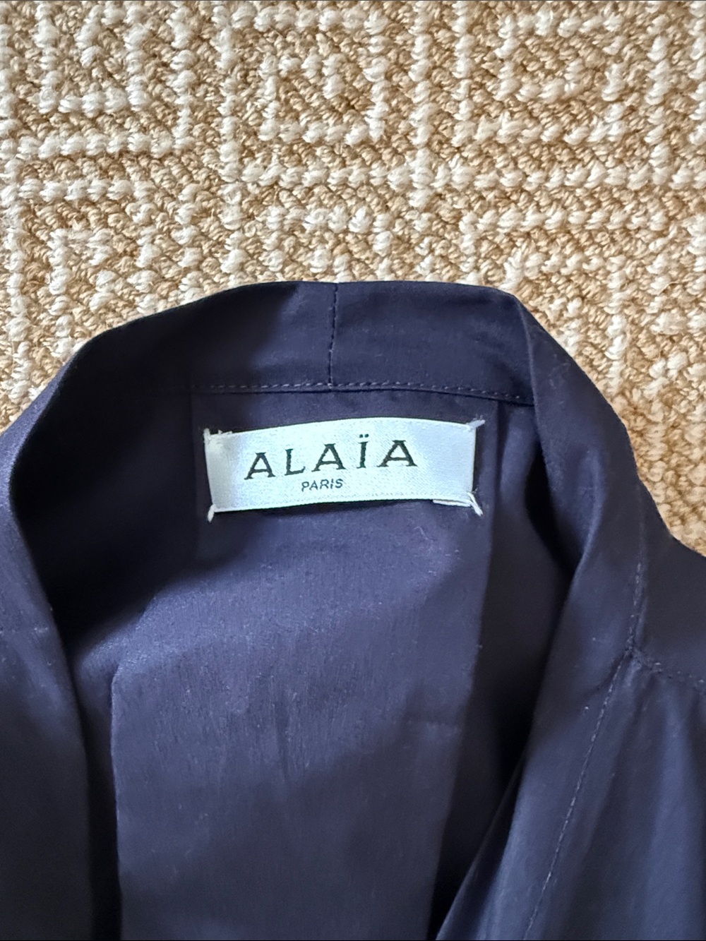 Alaïa Navy Maxi Shirt Dress with Wide Black Belt - Picture 2 of 4
